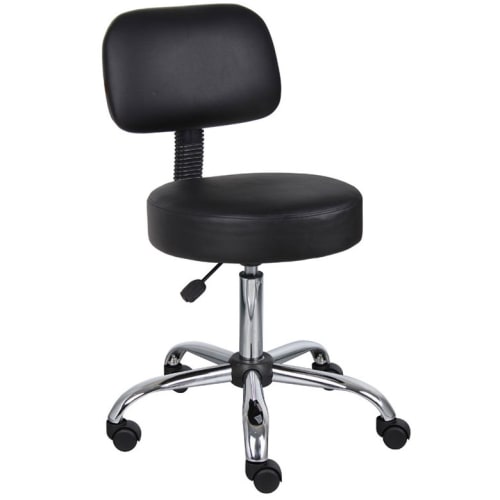 Taburete Ajustable Boss Be Well Medical Spa Professional con Respaldo, Negro